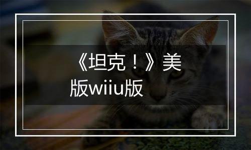 《坦克！》美版wiiu版