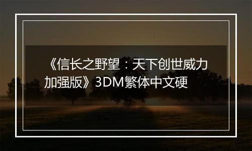《信长之野望：天下创世威力加强版》3DM繁体中文硬