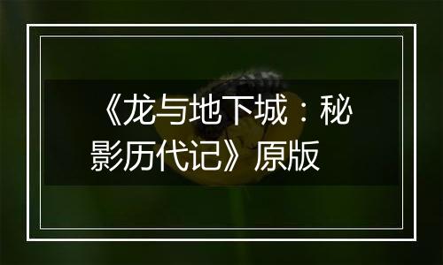 《龙与地下城：秘影历代记》原版