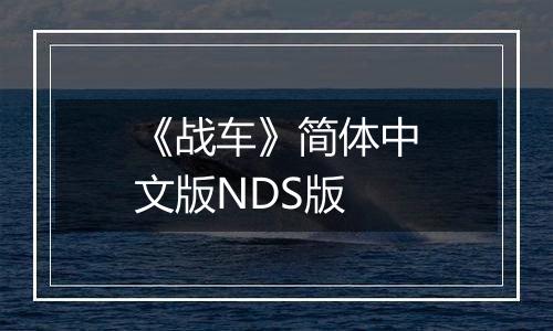 《战车》简体中文版NDS版