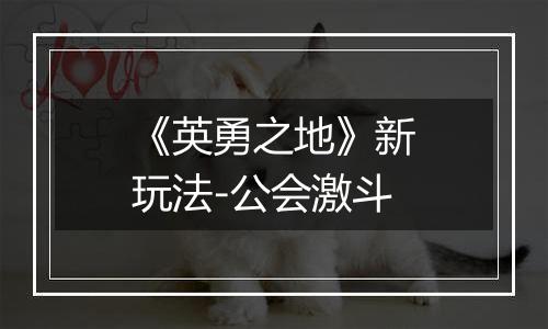 《英勇之地》新玩法-公会激斗