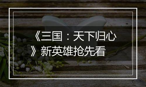 《三国：天下归心》新英雄抢先看