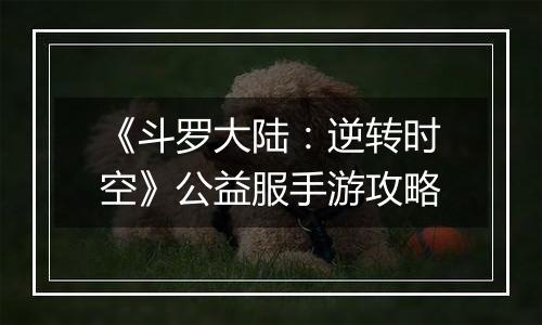 《斗罗大陆：逆转时空》公益服手游攻略