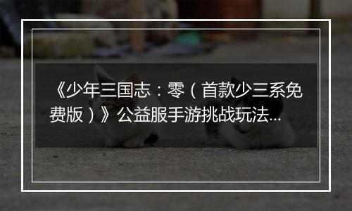 《少年三国志：零（首款少三系免费版）》公益服手游挑战玩法新手攻略