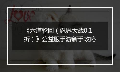 《六道轮回（忍界大战0.1折）》公益服手游新手攻略