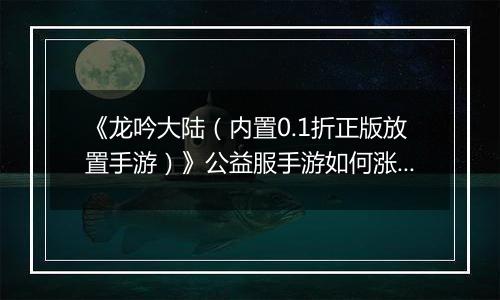 《龙吟大陆（内置0.1折正版放置手游）》公益服手游如何涨战力