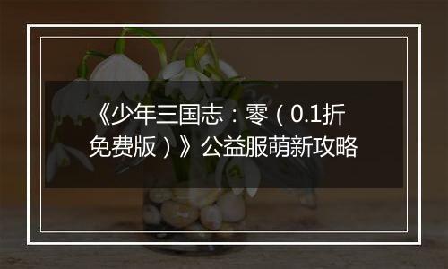 《少年三国志：零（0.1折免费版）》公益服萌新攻略