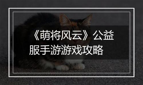 《萌将风云》公益服手游游戏攻略