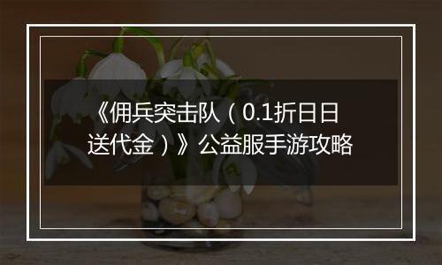 《佣兵突击队（0.1折日日送代金）》公益服手游攻略