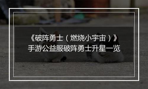 《破阵勇士（燃烧小宇宙）》手游公益服破阵勇士升星一览