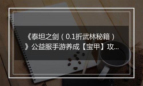 《泰坦之剑（0.1折武林秘籍）》公益服手游养成【宝甲】攻略