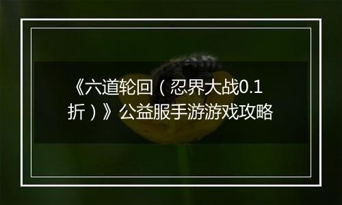 《六道轮回（忍界大战0.1折）》公益服手游游戏攻略