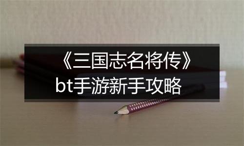 《三国志名将传》bt手游新手攻略