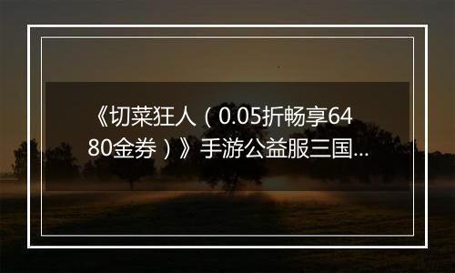 《切菜狂人（0.05折畅享6480金券）》手游公益服三国阵容推荐