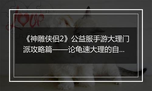 《神雕侠侣2》公益服手游大理门派攻略篇——论龟速大理的自我修养