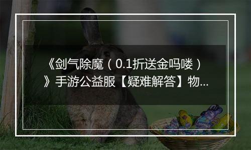 《剑气除魔（0.1折送金吗喽）》手游公益服【疑难解答】物品获得问题答疑