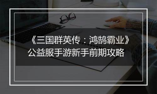 《三国群英传：鸿鹄霸业》公益服手游新手前期攻略