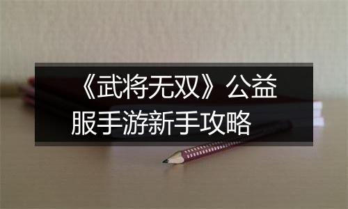 《武将无双》公益服手游新手攻略