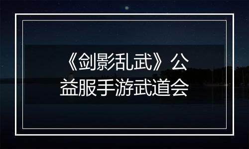 《剑影乱武》公益服手游武道会