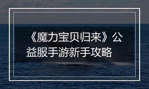 《魔力宝贝归来》公益服手游新手攻略