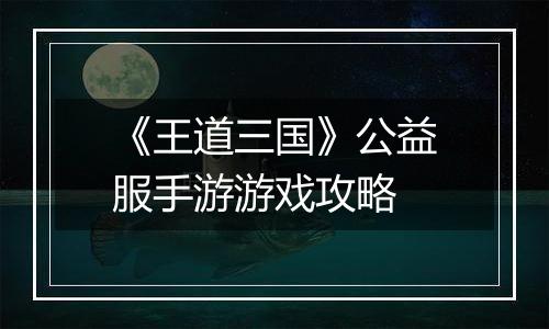 《王道三国》公益服手游游戏攻略