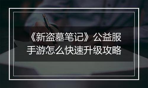 《新盗墓笔记》公益服手游怎么快速升级攻略