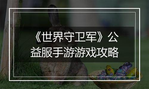 《世界守卫军》公益服手游游戏攻略