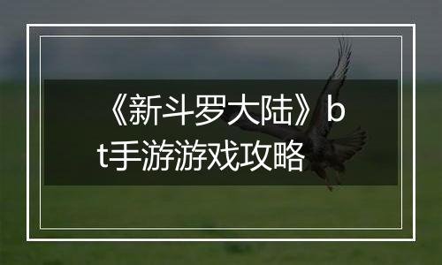 《新斗罗大陆》bt手游游戏攻略