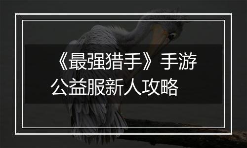 《最强猎手》手游公益服新人攻略