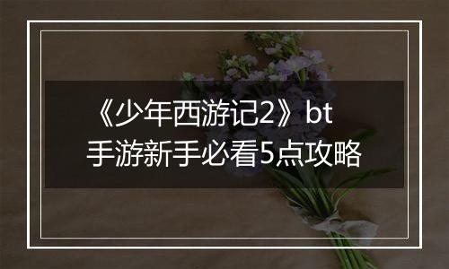 《少年西游记2》bt手游新手必看5点攻略