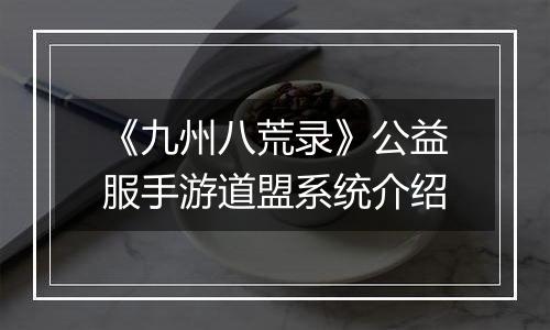《九州八荒录》公益服手游道盟系统介绍