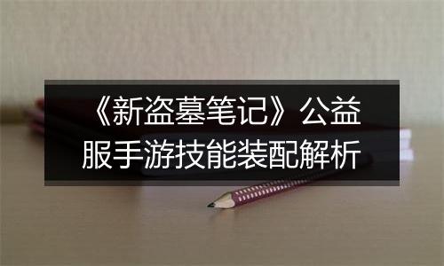 《新盗墓笔记》公益服手游技能装配解析