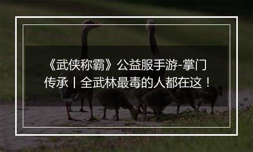 《武侠称霸》公益服手游-掌门传承丨全武林最毒的人都在这！