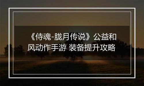 《侍魂-胧月传说》公益和风动作手游 装备提升攻略