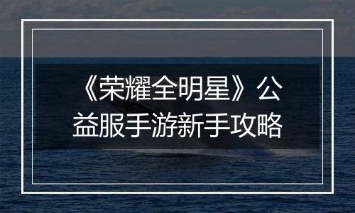 《荣耀全明星》公益服手游新手攻略