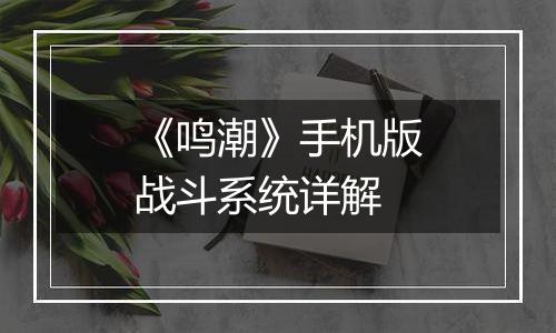《鸣潮》手机版战斗系统详解