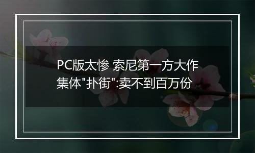 PC版太惨 索尼第一方大作集体