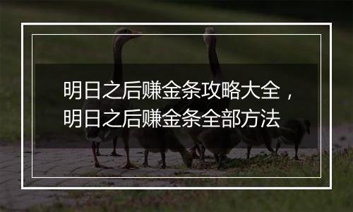 明日之后赚金条攻略大全，明日之后赚金条全部方法