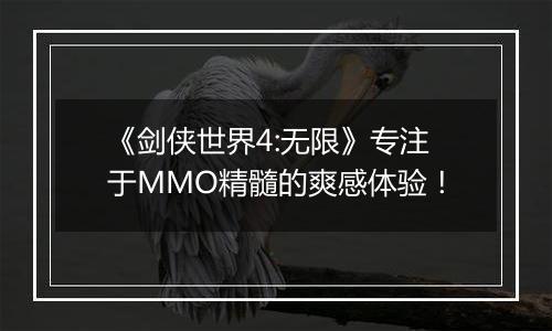 《剑侠世界4:无限》专注于MMO精髓的爽感体验！