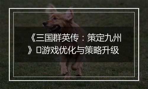 《三国群英传：策定九州》​游戏优化与策略升级