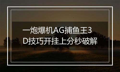 一炮爆机AG捕鱼王3D技巧开挂上分秒破解