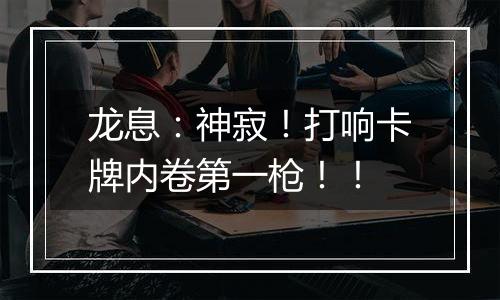龙息：神寂！打响卡牌内卷第一枪！！