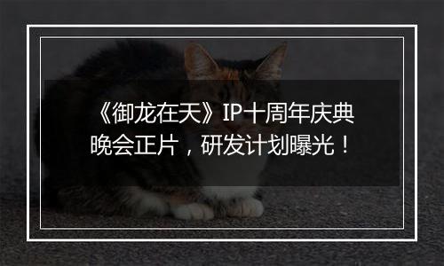 《御龙在天》IP十周年庆典晚会正片，研发计划曝光！