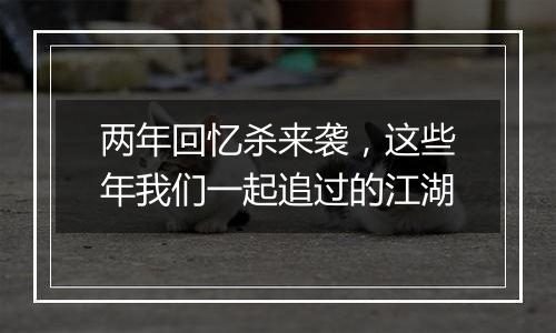 两年回忆杀来袭，这些年我们一起追过的江湖