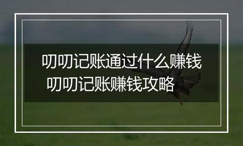 叨叨记账通过什么赚钱 叨叨记账赚钱攻略