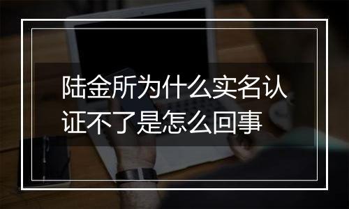 陆金所为什么实名认证不了是怎么回事
