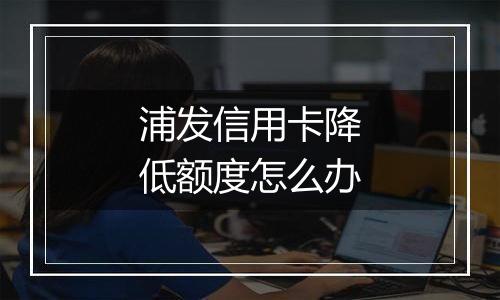 浦发信用卡降低额度怎么办