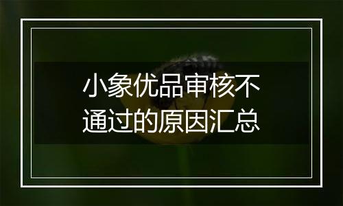 小象优品审核不通过的原因汇总