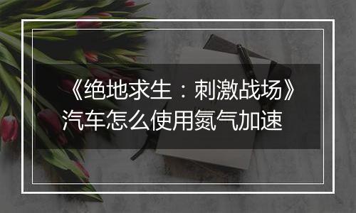 《绝地求生：刺激战场》汽车怎么使用氮气加速