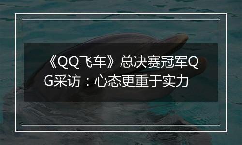 《QQ飞车》总决赛冠军QG采访：心态更重于实力